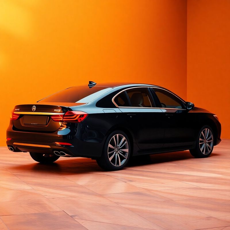 Berlina negra premium con reflejos dorados en estudio